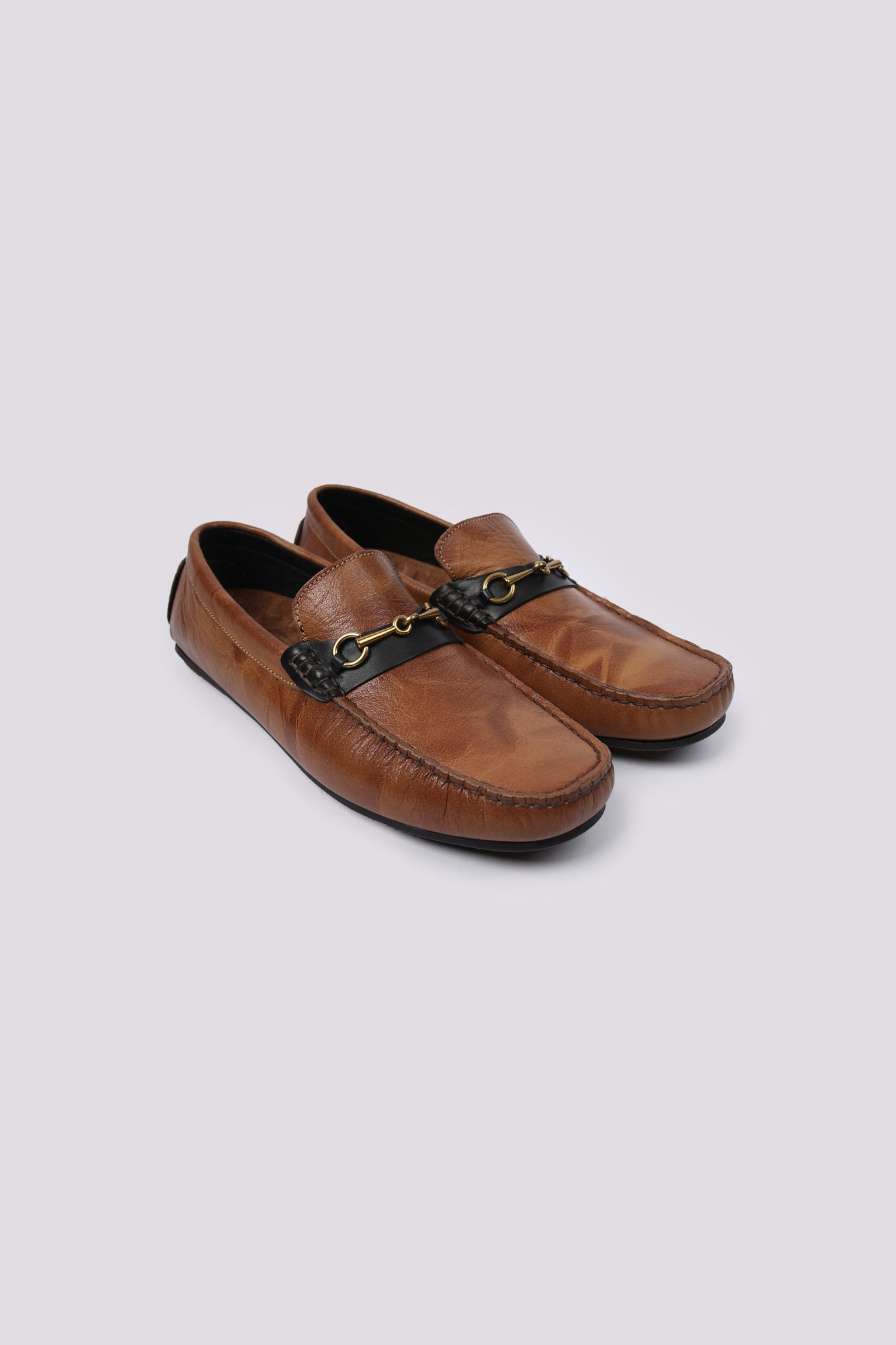 BROWN LEATHER BUCKLE SHOES