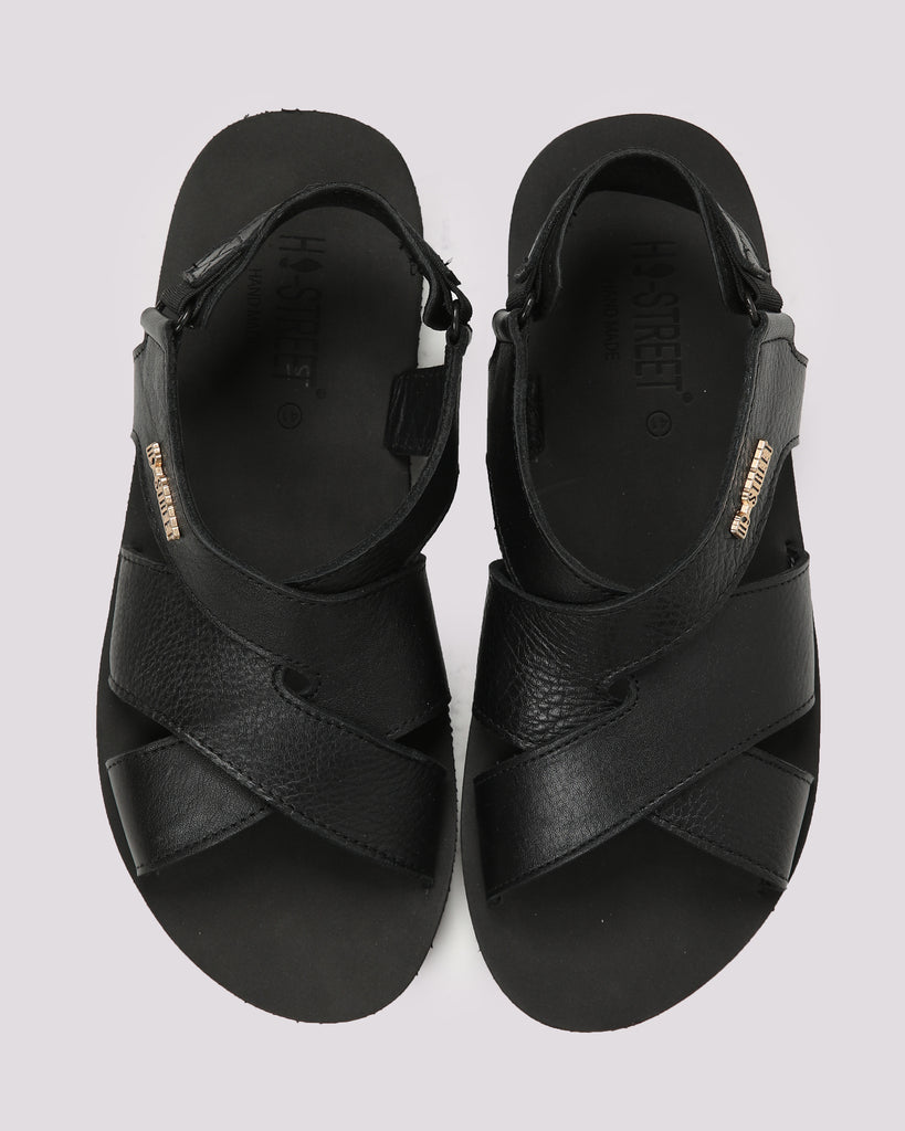 Black Milt Leather Sandal