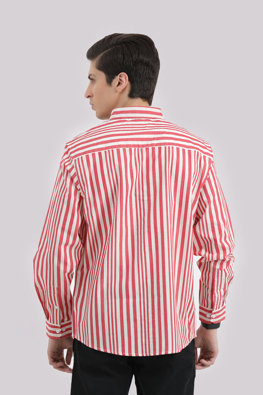 RED STRIPED COTTON SHIRT