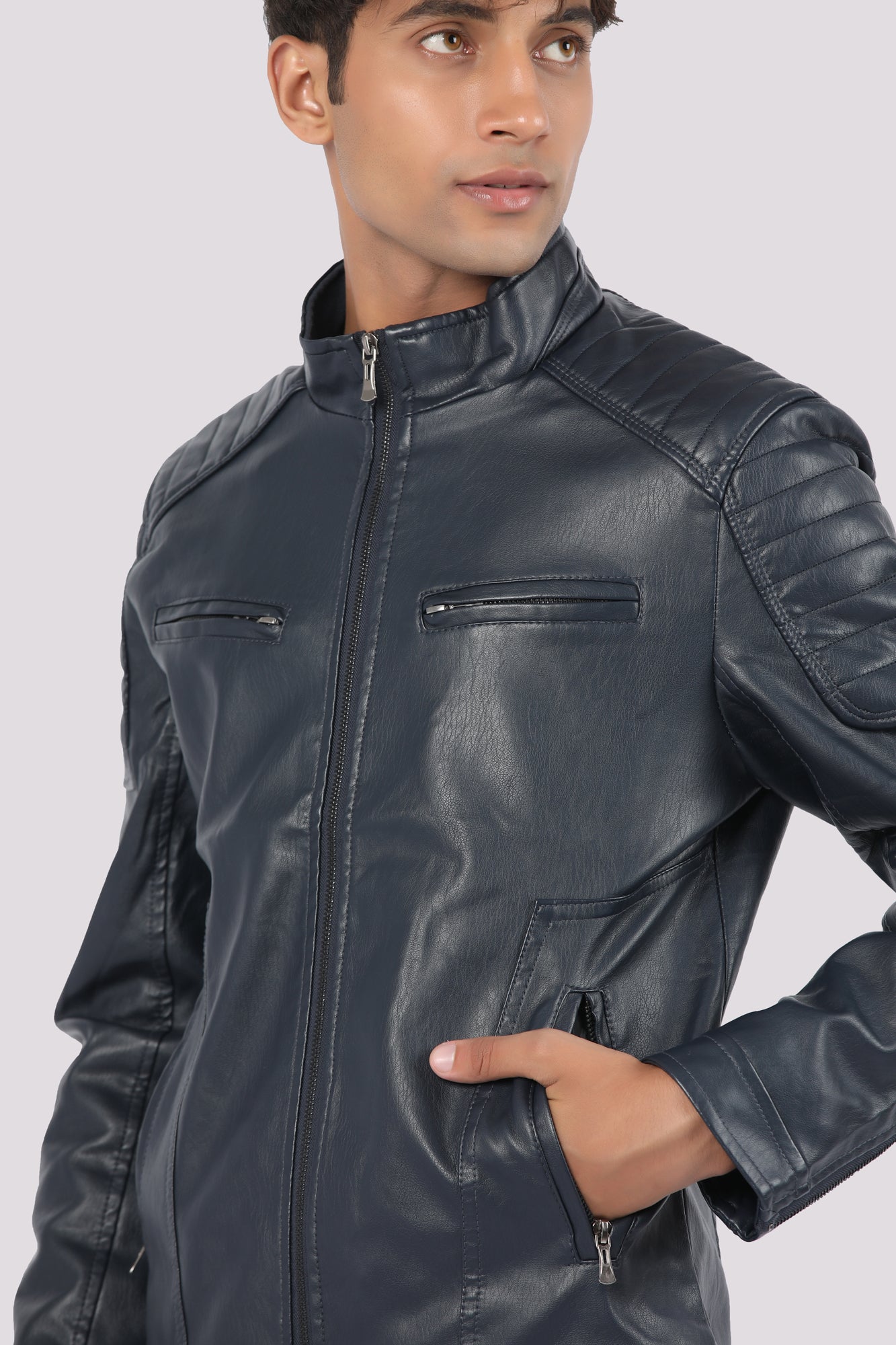 Faux Leather Zipper Jacket