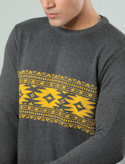 Crew Neck Jaqurd Sweater