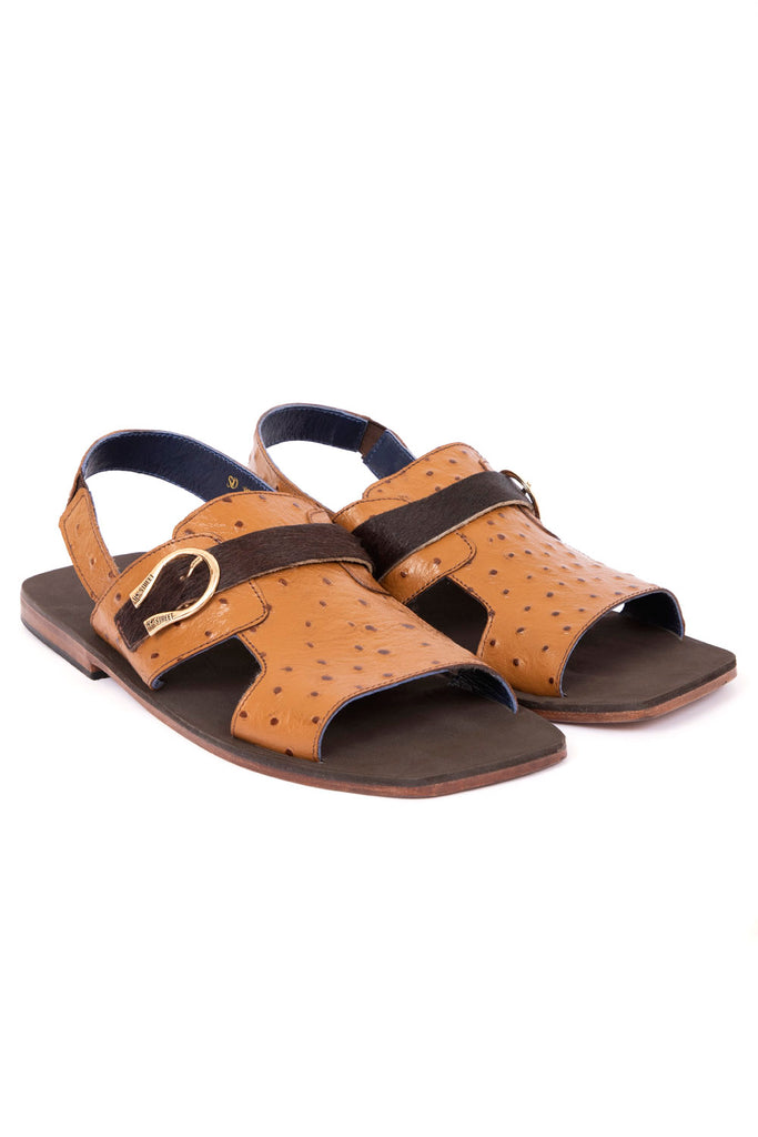 OSTRICH TEXTURED LEATHER SANDAL