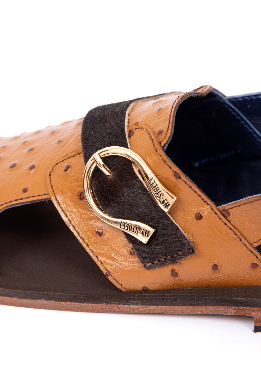 OSTRICH TEXTURED LEATHER SANDAL