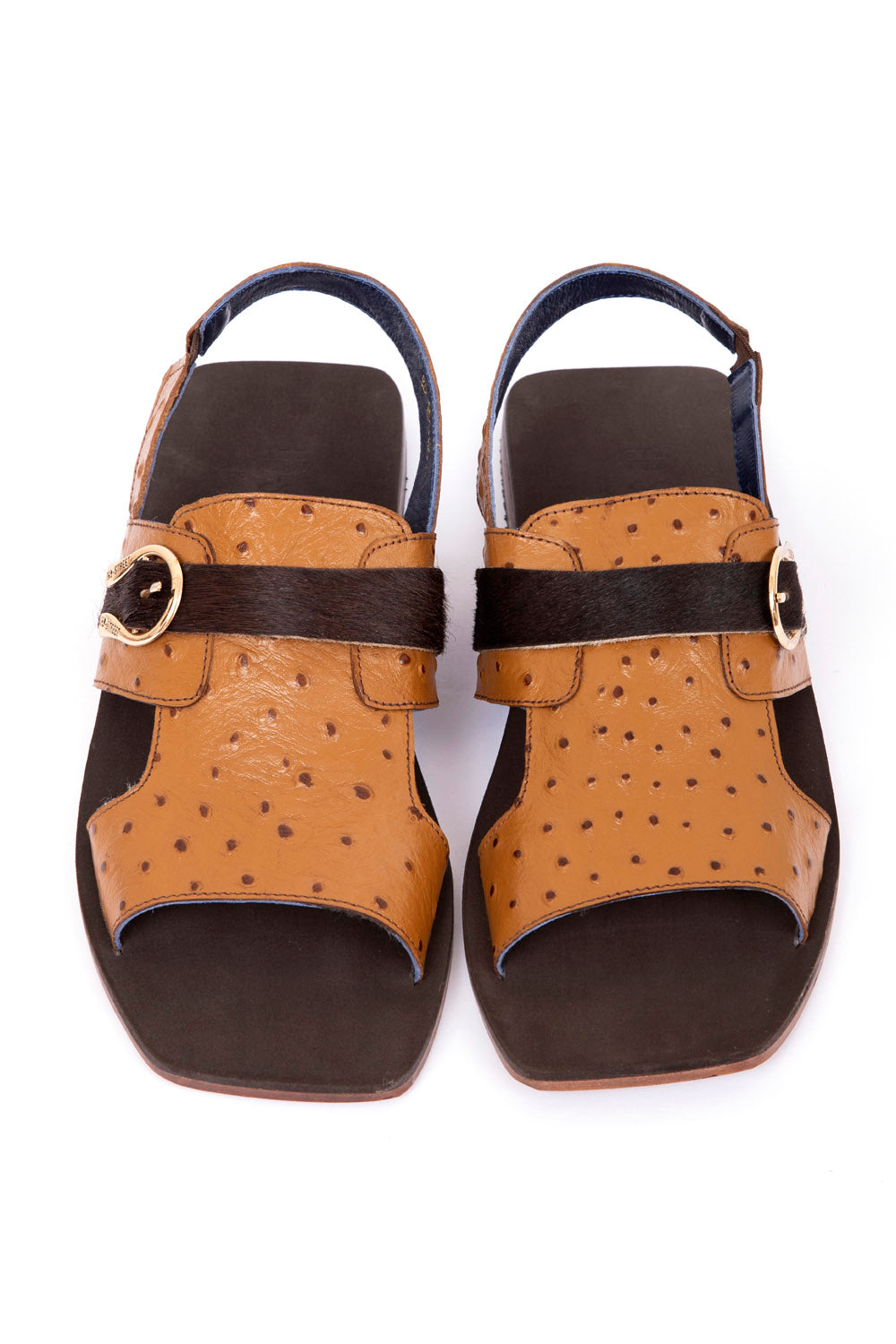 OSTRICH TEXTURED LEATHER SANDAL