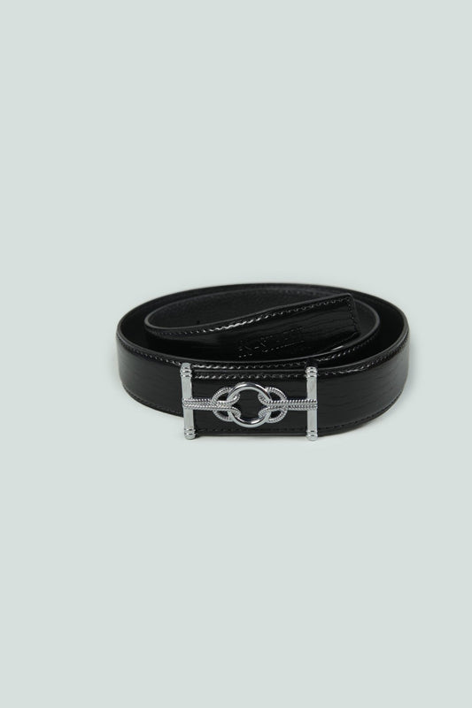 Black Faux Leather Belt - Hi-Street